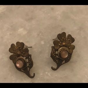 Art Flower Gemstone Earrings Handmade